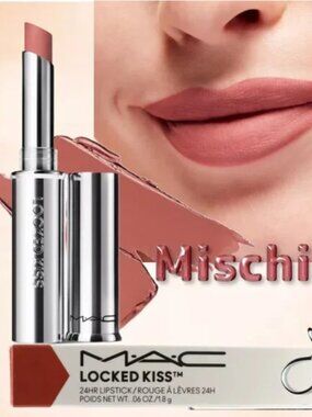 NWT MAC Cosmetics Locked Kiss 24hr Lipstick* ~ 61 MISCHIEF (Nude Pink) 1.8g NIB